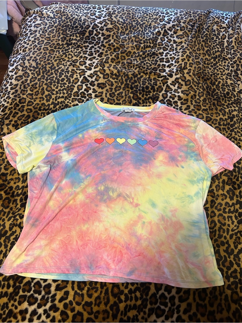 Tie-Dye Heart Graphic Kids Tee - Pastel Multi